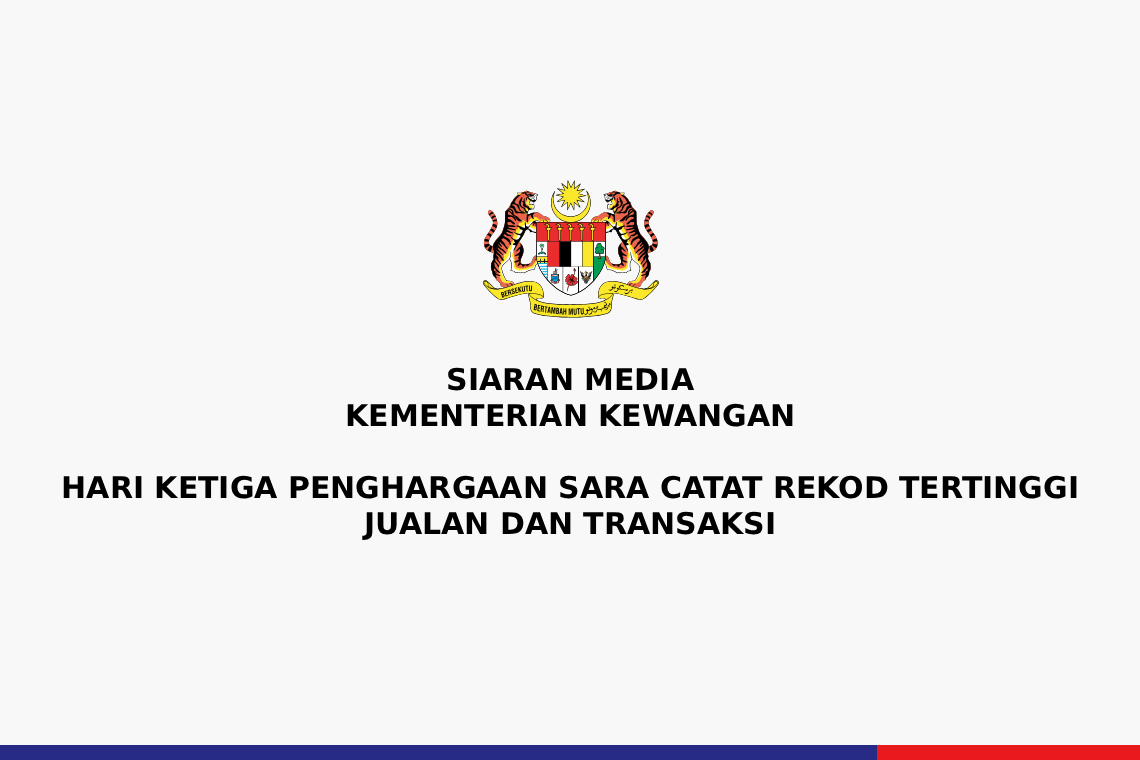Hari Ketiga Penghargaan SARA Catat Rekod Tertinggi  Jualan Dan Transaksi